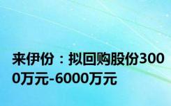 来伊份：拟回购股份3000万元-6000万元