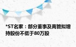 *ST名家：部分董事及高管拟增持股份不低于80万股