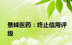 景峰医药：终止信用评级