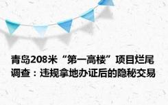 青岛208米“第一高楼”项目烂尾调查：违规拿地办证后的隐秘交易