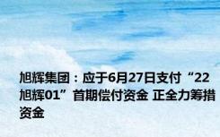 旭辉集团：应于6月27日支付“22旭辉01”首期偿付资金 正全力筹措资金