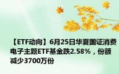 【ETF动向】6月25日华夏国证消费电子主题ETF基金跌2.58%，份额减少3700万份