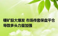 锂矿股大爆发 市场传套保盘平仓导致多头力量加强