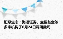 汇绿生态：海通证券、宝盈基金等多家机构于6月24日调研我司