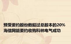 预受要约股份数超过总股本的20% 海信网能要约收购科林电气成功