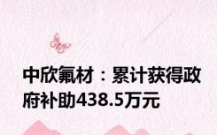 中欣氟材：累计获得政府补助438.5万元