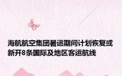 海航航空集团暑运期间计划恢复或新开8条国际及地区客运航线
