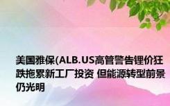 美国雅保(ALB.US高管警告锂价狂跌拖累新工厂投资 但能源转型前景仍光明