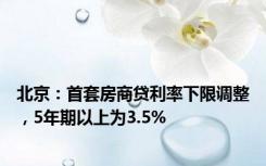 北京：首套房商贷利率下限调整，5年期以上为3.5%