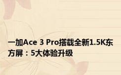 一加Ace 3 Pro搭载全新1.5K东方屏：5大体验升级