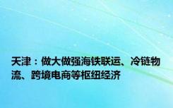 天津：做大做强海铁联运、冷链物流、跨境电商等枢纽经济