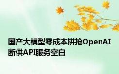 国产大模型零成本拼抢OpenAI断供API服务空白