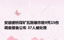 安徽谢桥煤矿瓦斯爆炸致9死15伤调查报告公布 37人被处理