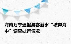 海南万宁通报游客潜水“被弃海中”调查处置情况