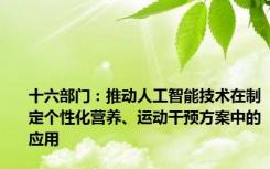 十六部门：推动人工智能技术在制定个性化营养、运动干预方案中的应用