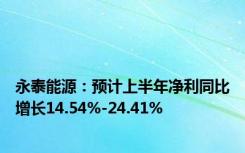 永泰能源：预计上半年净利同比增长14.54%-24.41%