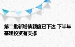 第二批新增债额度已下达 下半年基建投资有支撑