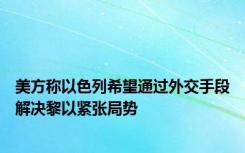 美方称以色列希望通过外交手段解决黎以紧张局势