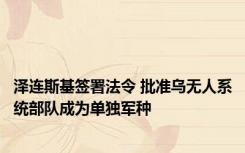 泽连斯基签署法令 批准乌无人系统部队成为单独军种