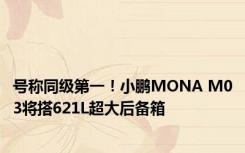 号称同级第一！小鹏MONA M03将搭621L超大后备箱