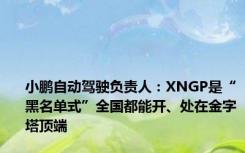 小鹏自动驾驶负责人：XNGP是“黑名单式”全国都能开、处在金字塔顶端