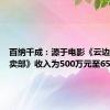 百纳千成：源于电影《云边有个小卖部》收入为500万元至650万元