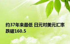 约37年来最低 日元对美元汇率跌破160.5