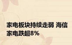 家电板块持续走弱 海信家电跌超8%