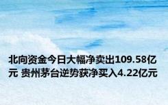 北向资金今日大幅净卖出109.58亿元 贵州茅台逆势获净买入4.22亿元