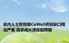 业内人士称目前CoWoS供货缺口相当严重 需求成长速度超预期