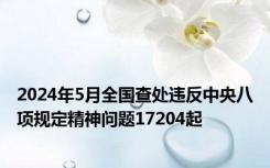 2024年5月全国查处违反中央八项规定精神问题17204起