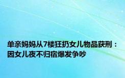 单亲妈妈从7楼狂扔女儿物品获刑：因女儿夜不归宿爆发争吵