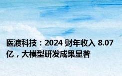 医渡科技：2024 财年收入 8.07 亿，大模型研发成果显著