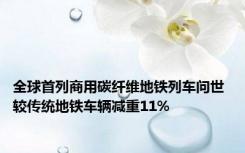 全球首列商用碳纤维地铁列车问世 较传统地铁车辆减重11%