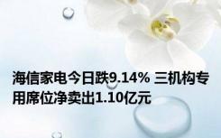 海信家电今日跌9.14% 三机构专用席位净卖出1.10亿元