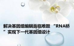 解决基因组编辑面临难题 “RNA桥”实现下一代基因组设计