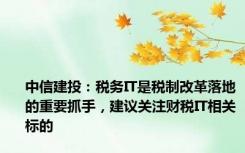 中信建投：税务IT是税制改革落地的重要抓手，建议关注财税IT相关标的