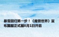 暴雪回归第一步！《魔兽世界》宣布国服正式服8月1日开启