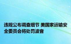 违规公布调查细节 美国家运输安全委员会将处罚波音