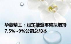 华菱精工：股东捷登零碳拟增持7.5%~9%公司总股本