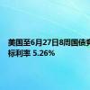 美国至6月27日8周国债竞拍-得标利率 5.26%