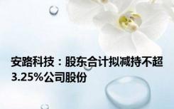 安路科技：股东合计拟减持不超3.25%公司股份