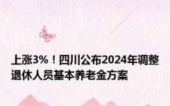 上涨3%！四川公布2024年调整退休人员基本养老金方案