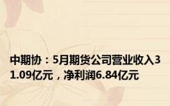 中期协：5月期货公司营业收入31.09亿元，净利润6.84亿元