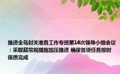 推进全岛封关准备工作专班第16次领导小组会议：采取超常规措施加压推进 确保各项任务按时保质完成