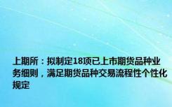 上期所：拟制定18项已上市期货品种业务细则，满足期货品种交易流程性个性化规定