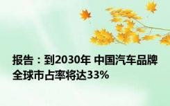 报告：到2030年 中国汽车品牌全球市占率将达33%