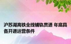 沪苏湖高铁全线铺轨贯通 年底具备开通运营条件