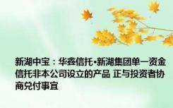 新湖中宝：华鑫信托·新湖集团单一资金信托非本公司设立的产品 正与投资者协商兑付事宜