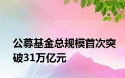 公募基金总规模首次突破31万亿元